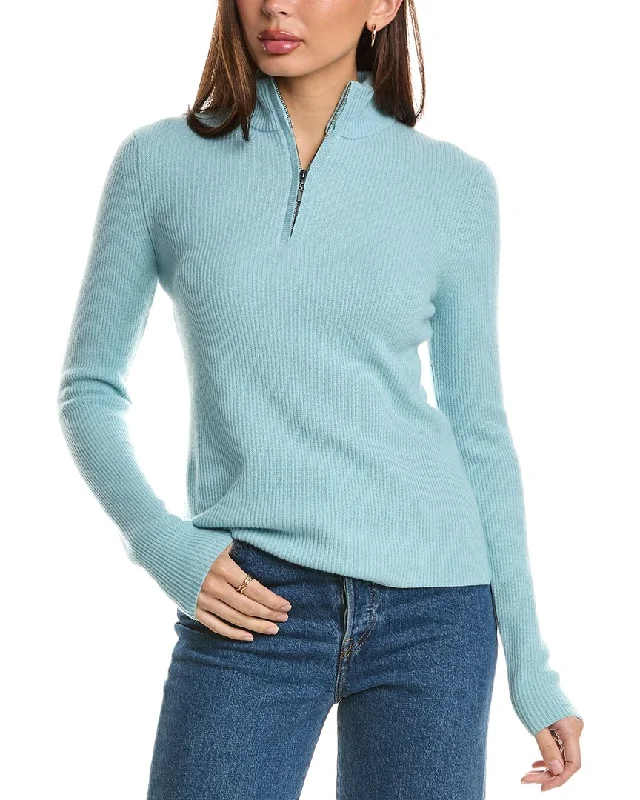 Forte Cashmere Rib Zip Mock Cashmere Sweater